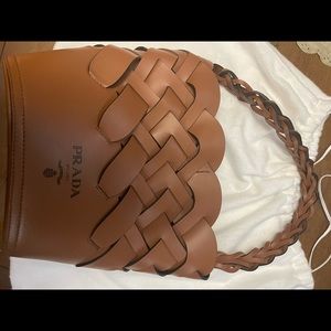 Vintage Prada Bucket Cognac Brown Leather Tote